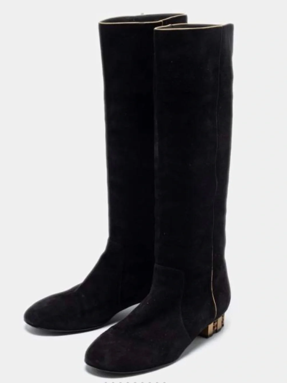 Chanel Black Suede Zip Midcalf Boots